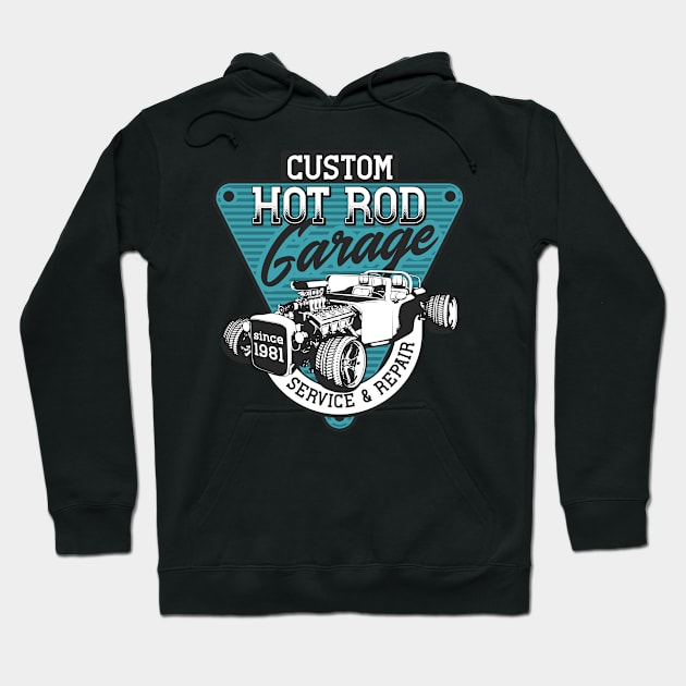 Hot rod garage Hoodie by Design by Nara